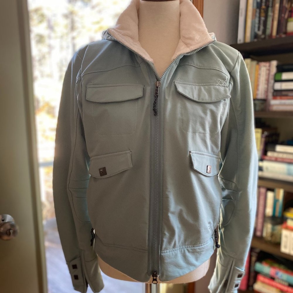MOUNTAIN HARDWEAR WOMENS STRETCH SOFT SHELL JACKET LIGHT BLUE M